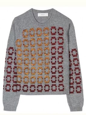 Pringle of Scotland - Grey Crewneck Sweater with Beading Accents - Size M